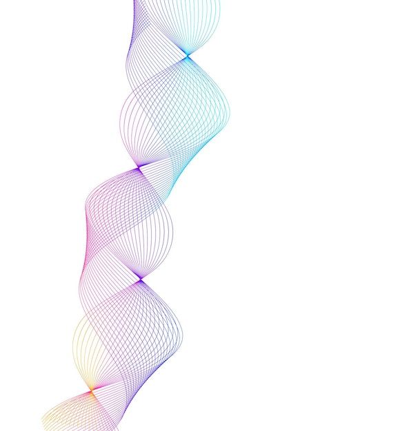 Elementi di design Onda di molte linee viola anello circolare Strisce ondulate verticali astratte su sfondo bianco isolato Illustrazione vettoriale EPS 10 Onde colorate con linee create utilizzando lo strumento Blend