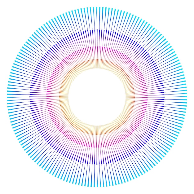 Elementi di design Onda di molte linee viola anello circolare Strisce ondulate verticali astratte su sfondo bianco isolato Illustrazione vettoriale EPS 10 Onde colorate con linee create utilizzando lo strumento Blend