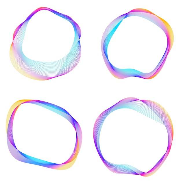 Elementi di design Onda di molte linee viola anello circolare Strisce ondulate verticali astratte su sfondo bianco isolato Illustrazione vettoriale EPS 10 Onde colorate con linee create utilizzando lo strumento Blend