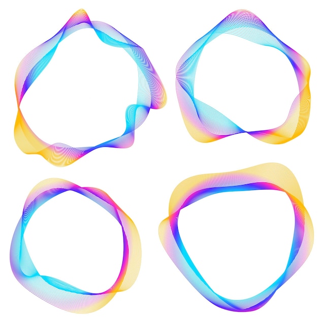 Elementi di design Onda di molte linee viola anello circolare Strisce ondulate verticali astratte su sfondo bianco isolato Illustrazione vettoriale EPS 10 Onde colorate con linee create utilizzando lo strumento Blend