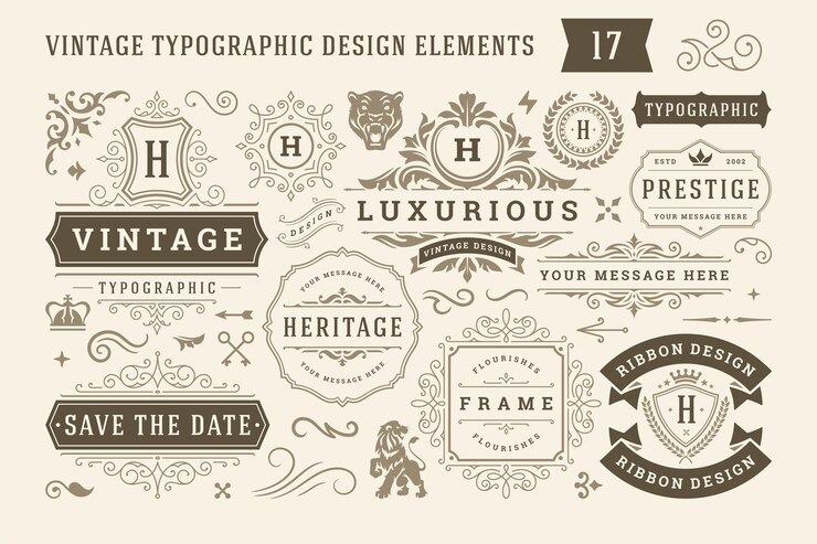 Vettore elementi di design tipografico vintage illustrazione vettoriale del set