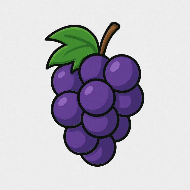 Elementi di frutta dell'icona del vettore dell'uva