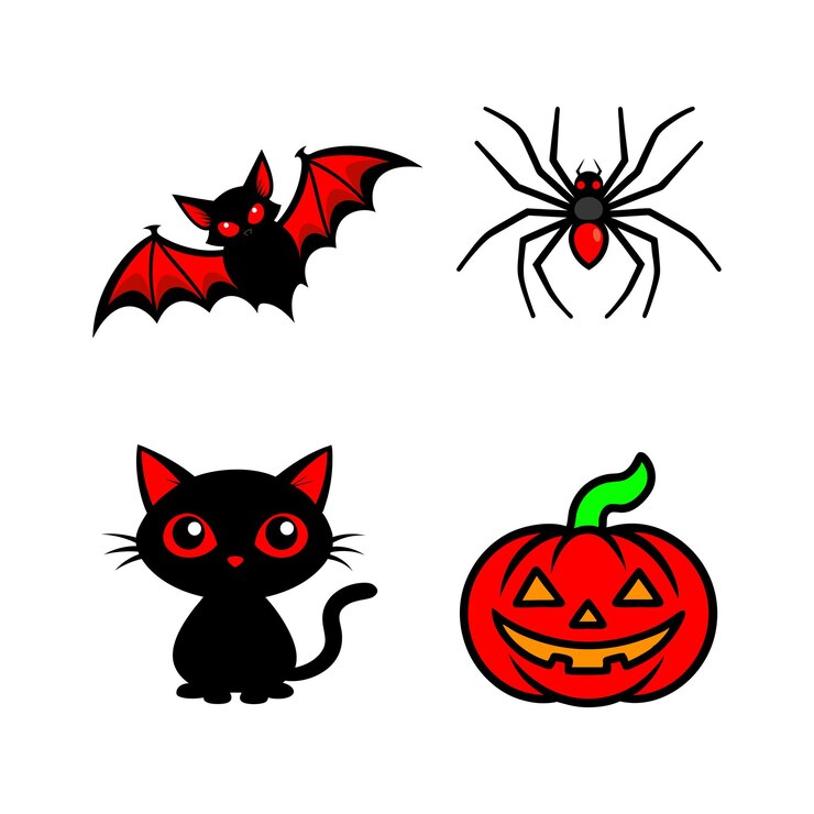 Vettore elementi di halloween bundle e halloween scary illustrazione di personaggi isolati su bianco