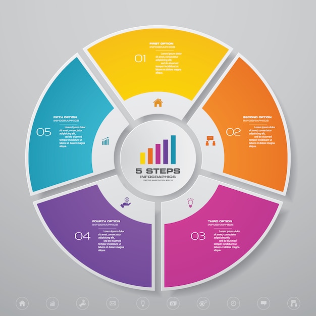 elementi di infografica del diagramma del ciclo per la presentazione dei dati.