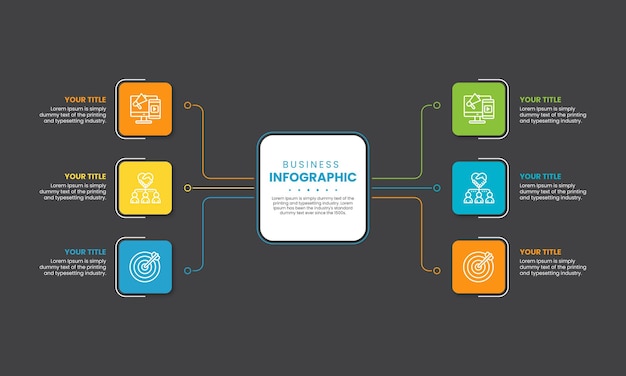 Elementi di passaggi del diagramma di flusso di progettazione infografica aziendale