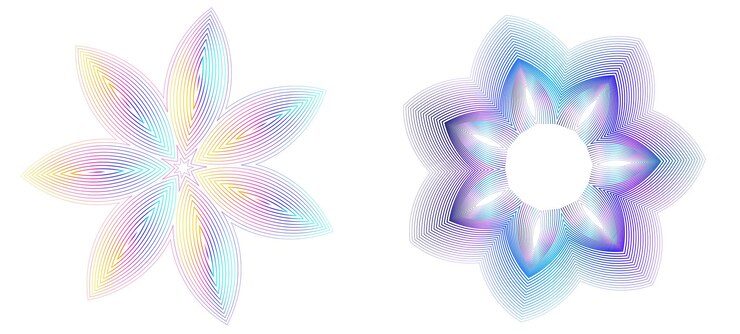 Vettore elementi di progettazione onde di molte linee viola anello cerchio strisce ondulate verticali astratte su sfondo bianco isolate illustrazione vettoriale eps 10 onde colorate con linee create utilizzando blend tool