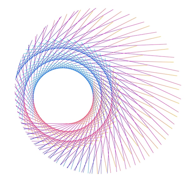 Elementi di progettazione onde di molte linee viola anello cerchio strisce ondulate verticali astratte su sfondo bianco isolate illustrazione vettoriale EPS 10 onde colorate con linee create utilizzando Blend Tool