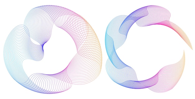 Elementi di progettazione ondulati di molte linee viola anello circolare strisce ondulate verticali astratte su sfondo bianco isolate illustrazione vettoriale EPS 10