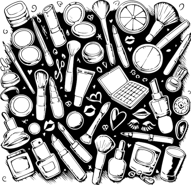 elementi di trucco disegnati a mano