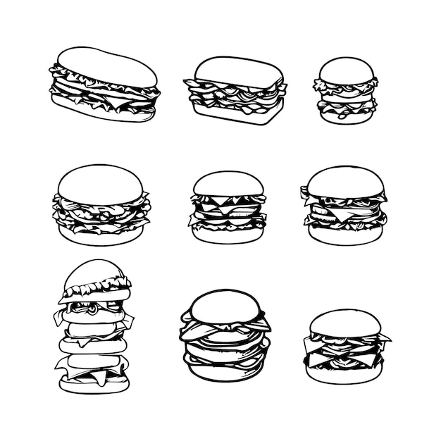 Elementi disegnati a mano del fast food