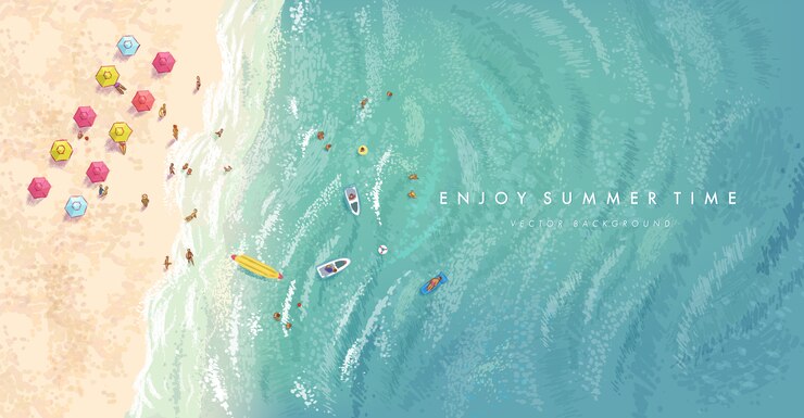 Elementi estivi realistici sullo sfondo della spiaggia