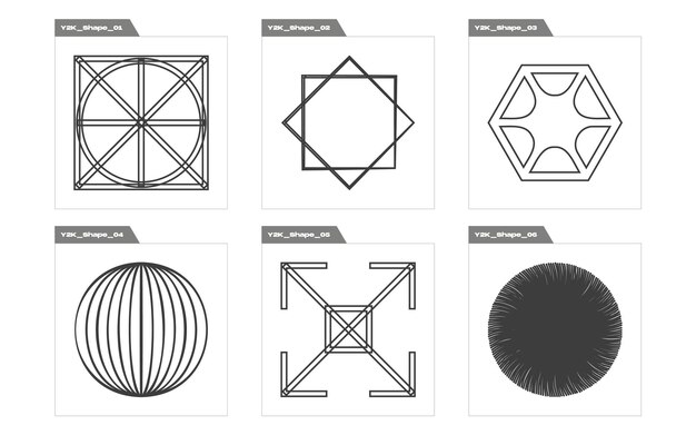 Elementi futuristici retrò per il design Risorse grafiche straordinarie Forme astratte moderne