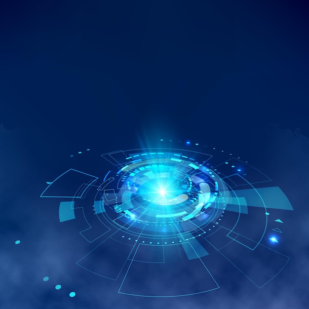 Elementi HUD futuristici con effetto nebbia. Realtà virtuale degli elementi dell'interfaccia utente dell'ologramma. Interfaccia utente futuristica di fantascienza. Cerchio astratto di alta tecnologia. Illustrazione vettoriale