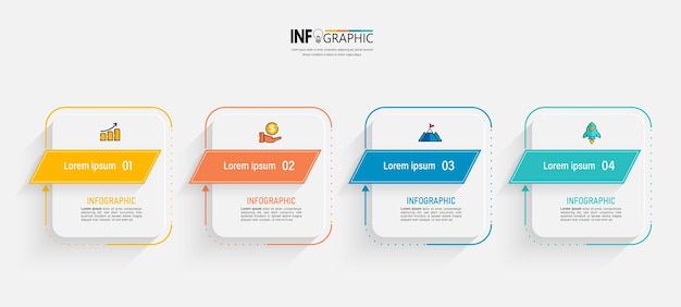 Elementi infografici con 4 passaggi