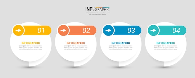 Elementi infografici minimi con 4 passaggi