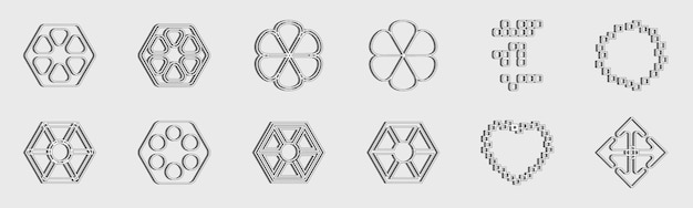 Elementi retrò futuristici per il design Grande collezione di oggetti geometrici grafici astratti ornamenti per la decorazione