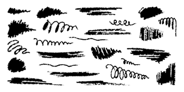Elementi sottolineati disegnati a mano pennello con effetto pastello texture di gesso tratto di gesso per evidenziare