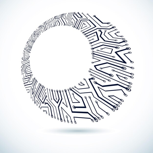 Elemento cibernetico di comunicazione tecnologica. Illustrazione astratta di vettore del circuito stampato. Sfondo di moderne tecnologie di innovazione con spazio di copia chiaro.