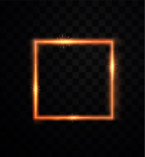 Elemento decorativo festivo. Brillanti forme geometriche di luce dorata. Cornici decorative dorate.