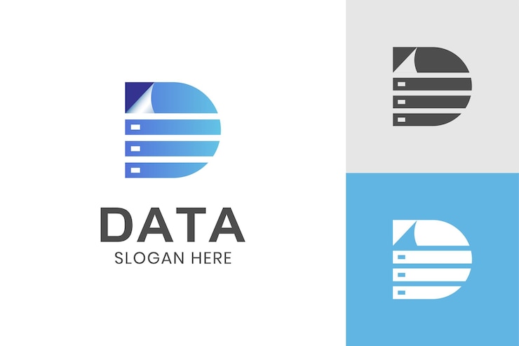 Vettore elemento del logo vettoriale della lettera d iniziale per il design dell'icona del simbolo del logo del documento di dati