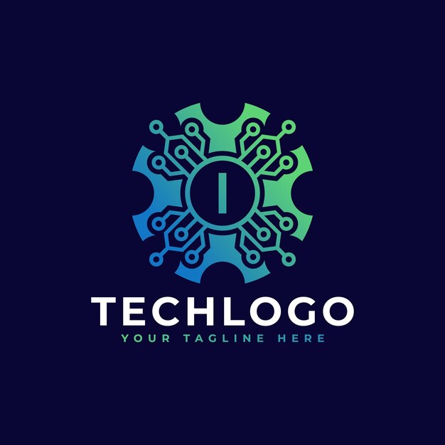 Elemento del modello di progettazione del logo della lettera iniziale I della tecnologia
