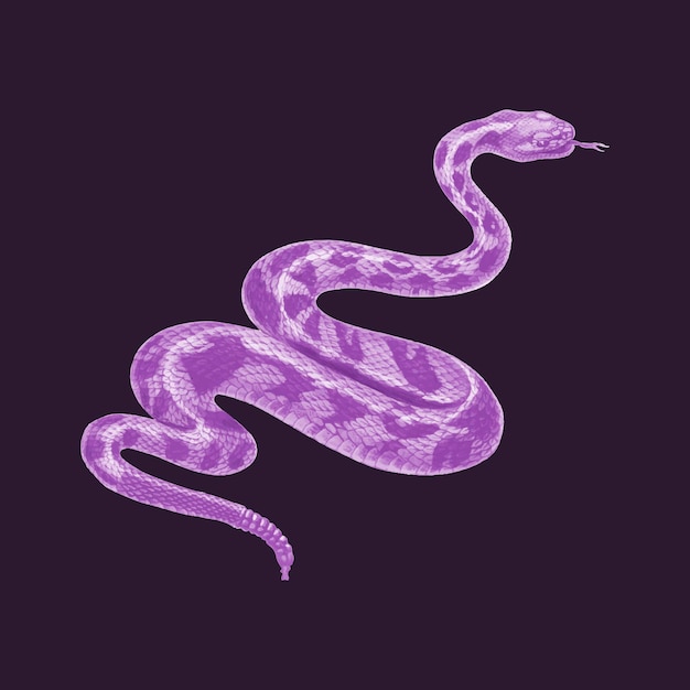 Elemento di collage di serpente viola vettore di design di animali tropicali