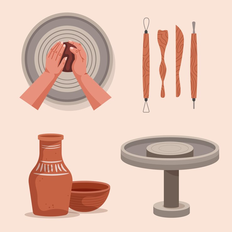 Vettore elemento di collezione di ceramica disegnata a mano