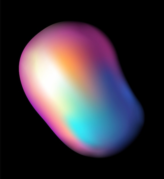 Elemento di colorazione arcobaleno fluido astratto forma iridescente semplice liquido amorfo splodge oggetto creativo colorato minimo bolla pietra organico luminoso blob vettore 3d singola illustrazione isolata