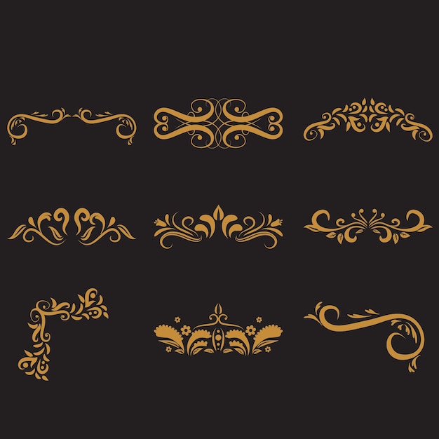 Elemento di cornice ornamentale classico Illustrazione di bordi vintage