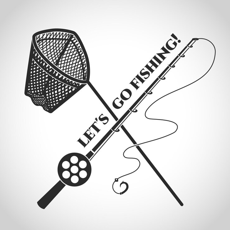 Vettore elemento di design andiamo a pescare può essere utilizzato come elemento del logo per il design o il testo pubblicitario