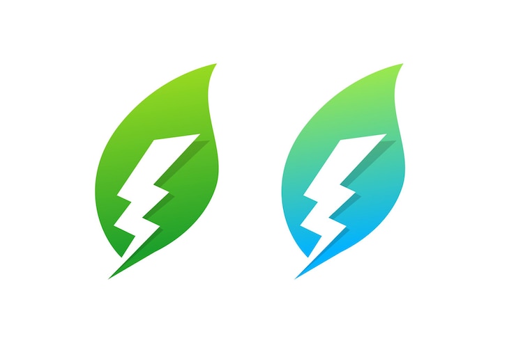 Vettore elemento di design del logo di energia verde. disegni di simboli dell'icona di energia di potenza