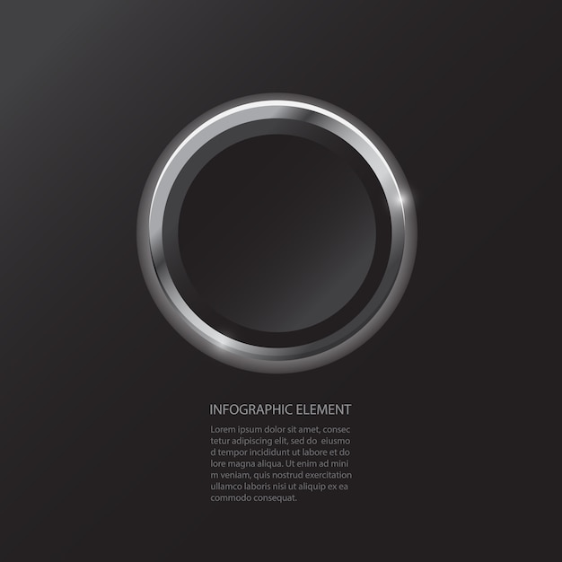 Elemento di design moderno minimal nero pulsante infografica per presentazione aziendale.