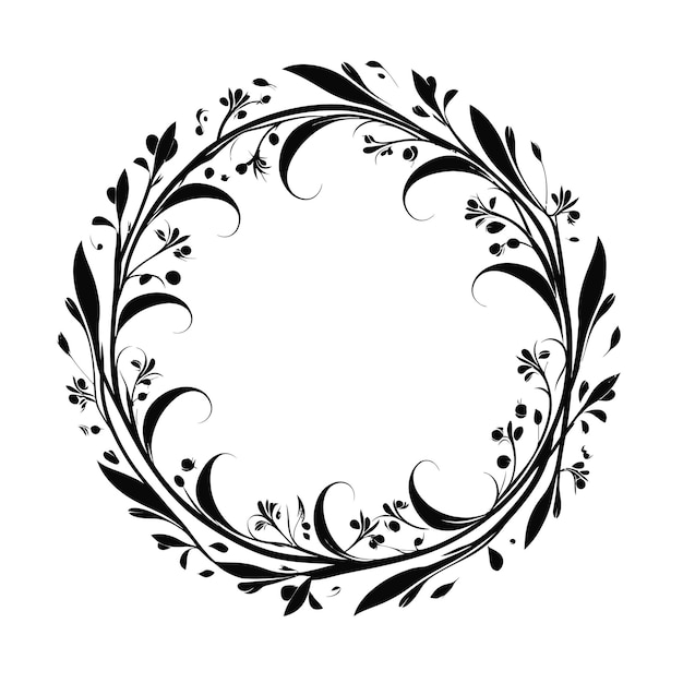 Elemento di disegno della corona botanica floreale della struttura del cerchio