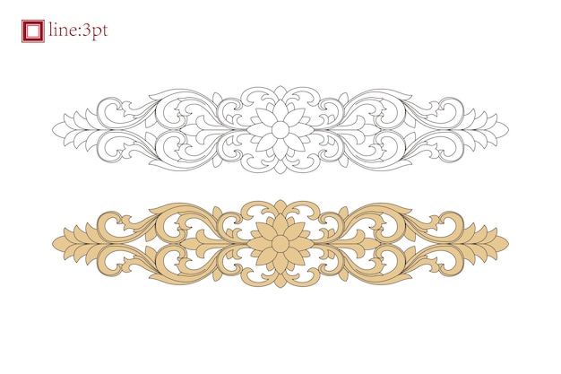 Elemento di disegno della decorazione floreale della vite della struttura del bordo barocco di stile europeo