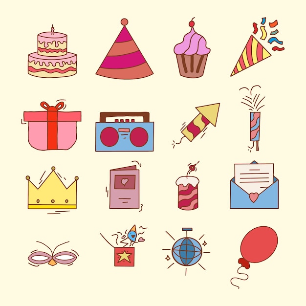 elemento di disegno vettoriale festa di compleanno
