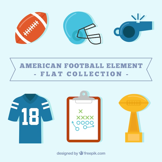 elemento di football americano insieme piatta