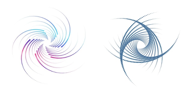 Elemento di progettazione del set cerchio colori vettoriali a grassetto isolati anello d'oro da strisce ondulate di luce astratta di molti vortici scintillanti creati utilizzando Blend Tool illustrazione vettoriale EPS10 per la tua presentazione