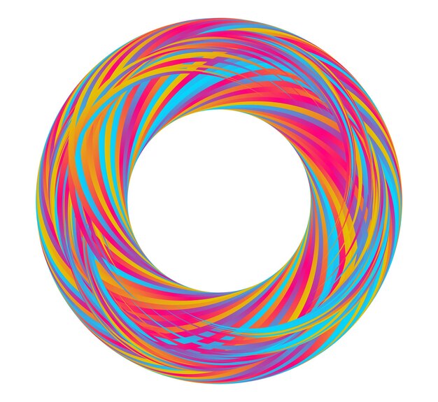 Elemento di progettazione del set cerchio colori vettoriali a grassetto isolati anello d'oro da strisce ondulate di luce astratta di molti vortici scintillanti creati utilizzando Blend Tool illustrazione vettoriale EPS10 per la tua presentazione