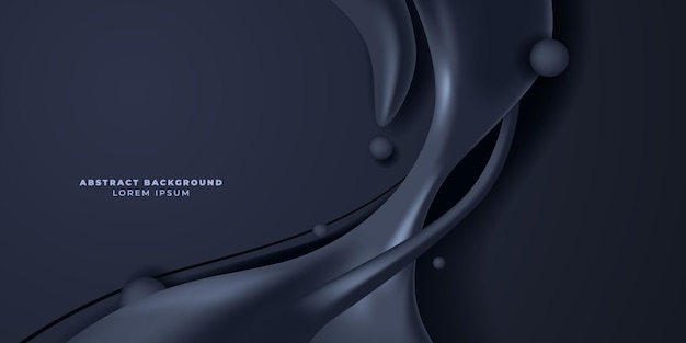 Elemento di sfondo astratto scuro nero fluido fluido dinamico elegante di lusso