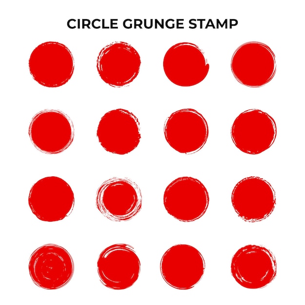 Elemento di timbro rosso grunge a cerchio vettoriale