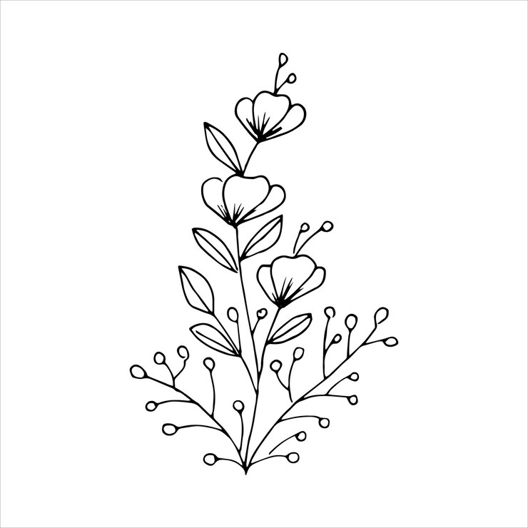Vettore elemento doodle singolo fiore disegnato a mano per colorare la cartolina dell'invito immagine vettoriale in bianco e nero