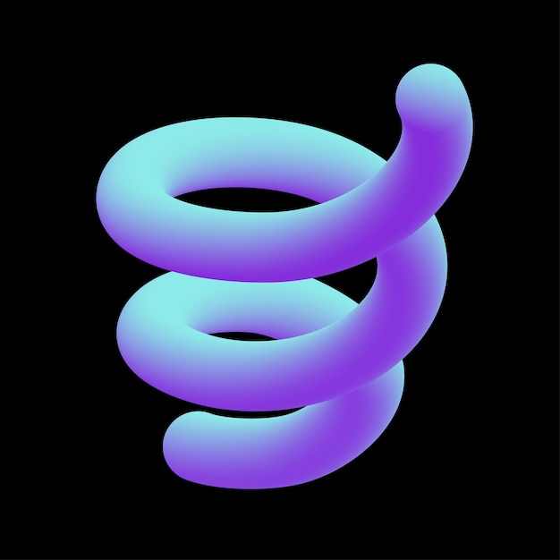Elemento geometrico gradiente effetto 3D forma a spirale vortice colorato vibrante