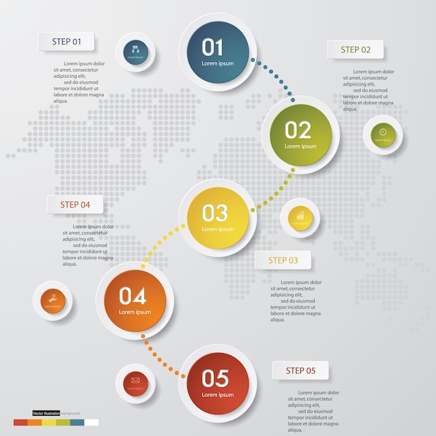 Elemento infografica Timeline 5 passaggi
