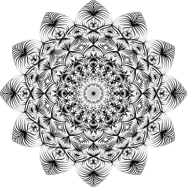 Elemento mandala disegnato a mano Doodle ornamento in cerchio su sfondo bianco