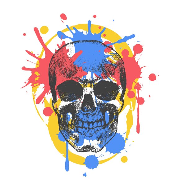 Elemento teschio disegnato a mano vettoriale per il tuo design