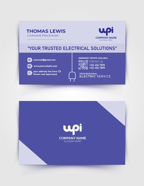 Elettricista ed elettricista specialista Business card Design tuttofare Business card Design