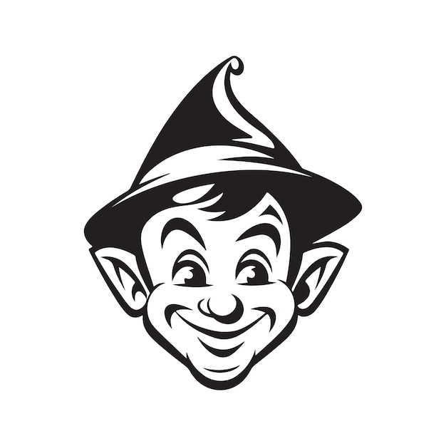 Elfo sci fi vintage logo linea arte concetto colore bianco e nero illustrazione disegnata a mano
