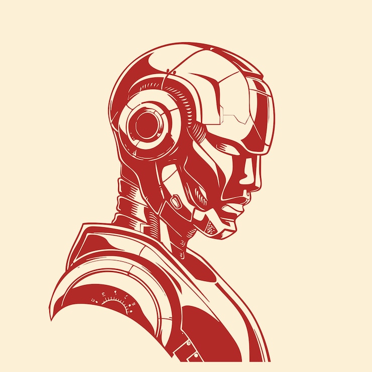Vettore emblema del robot cibernetico logo macchina umana artificiale