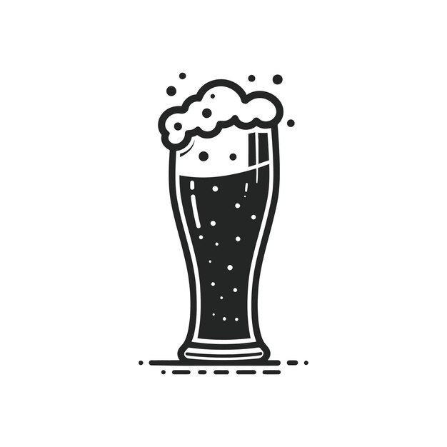 Emblema della birreria Coppa di birra di vetro Bottiglia di birra Silhouette Icona vettoriale