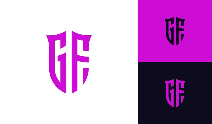 Vettore emblema lettera gf iniziale scudo calcio calcio esport logo design